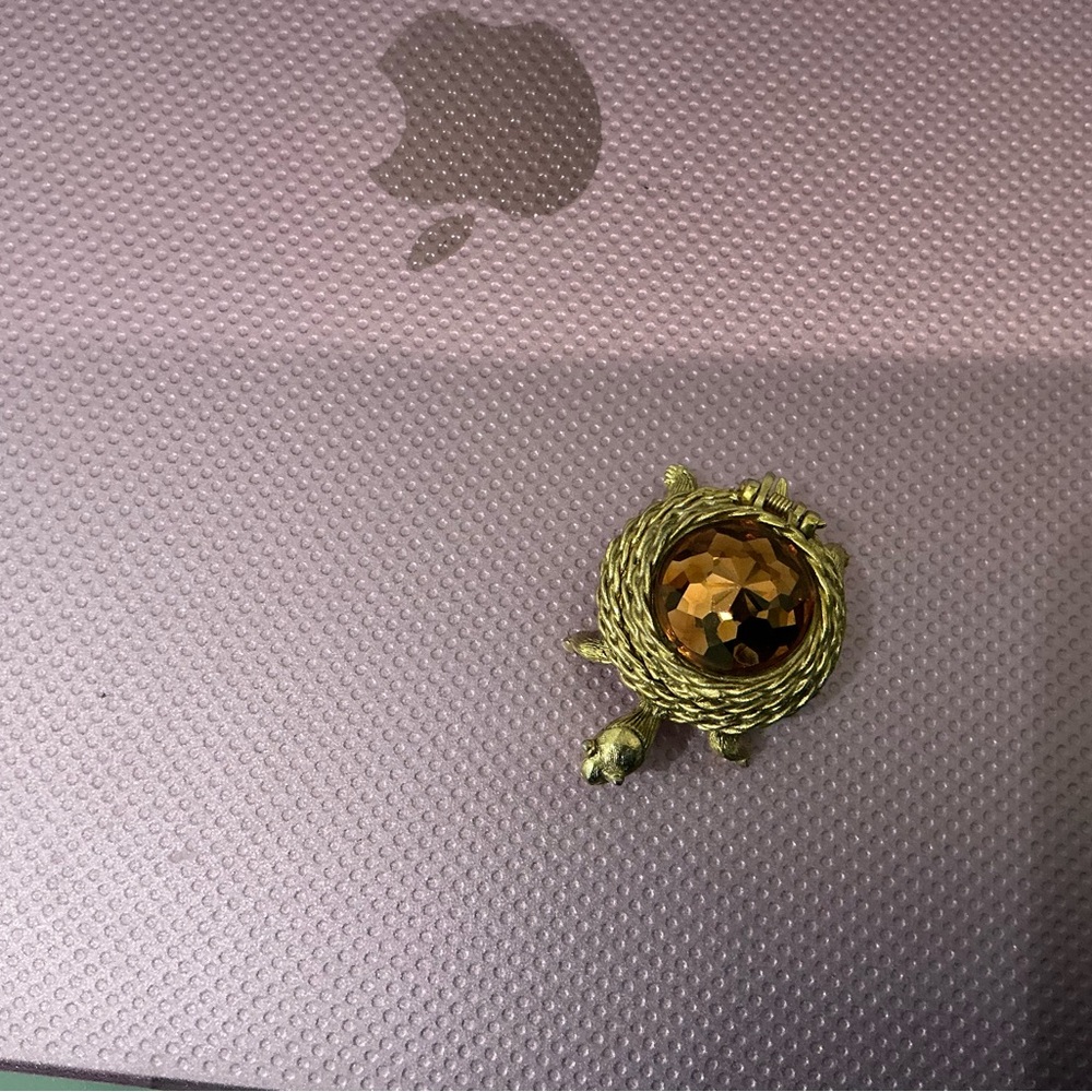 Sara Coventry Turtle Brooch with Amber Gemstone